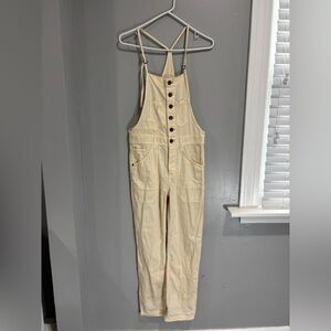 Anthropologie Pilcro Denim Overalls Cream size 25 adjustable straps